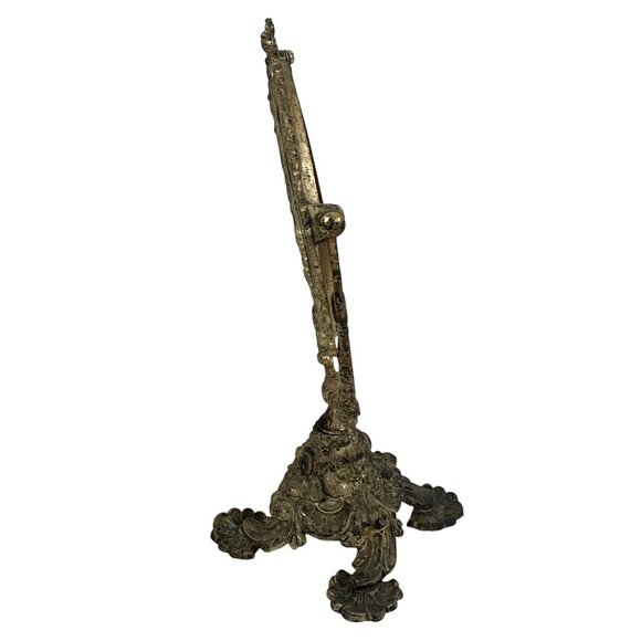 Antique Decorative French-Style Ornate Bronze Vanity Mirror Tilting Stand - Picture 3 of 9